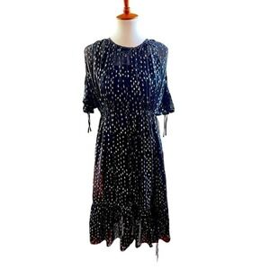 Needle & Thread‎ Black Lurex Chiffon Midi Dress Metallic Dots Slip Included 6